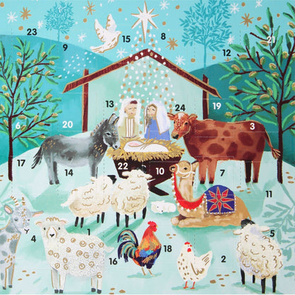Advent Christmas Greeting Card The Nativity Joyful Xmas Countdown Card