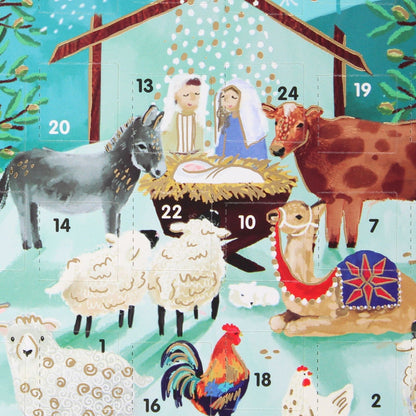 Advent Christmas Greeting Card The Nativity Joyful Xmas Countdown Card