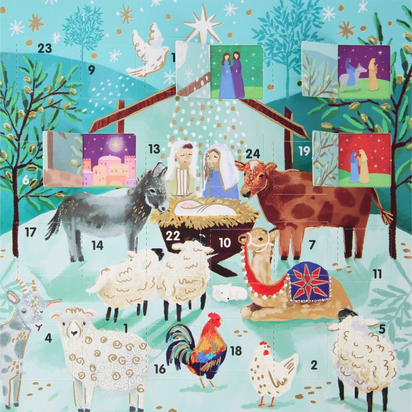 Advent Christmas Greeting Card The Nativity Joyful Xmas Countdown Card