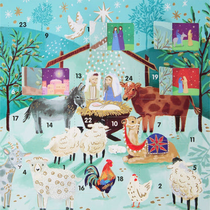 Advent Christmas Greeting Card The Nativity Joyful Xmas Countdown Card