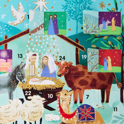 Advent Christmas Greeting Card The Nativity Joyful Xmas Countdown Card