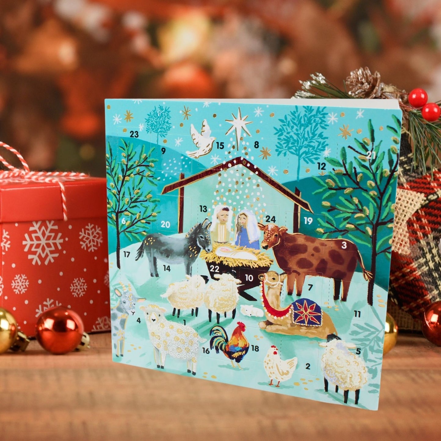 Advent Christmas Greeting Card The Nativity Joyful Xmas Countdown Card