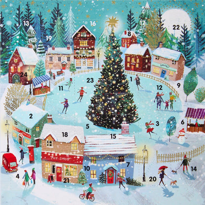 Advent Christmas Card Skating Around Tree Xmas Countdown Greeting Card