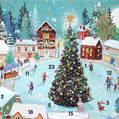 Advent Christmas Card Skating Around Tree Xmas Countdown Greeting Card