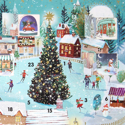 Advent Christmas Card Skating Around Tree Xmas Countdown Greeting Card