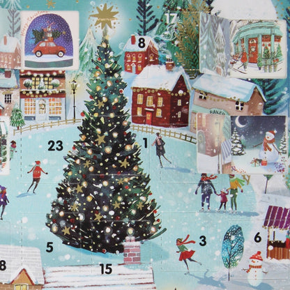 Advent Christmas Card Skating Around Tree Xmas Countdown Greeting Card