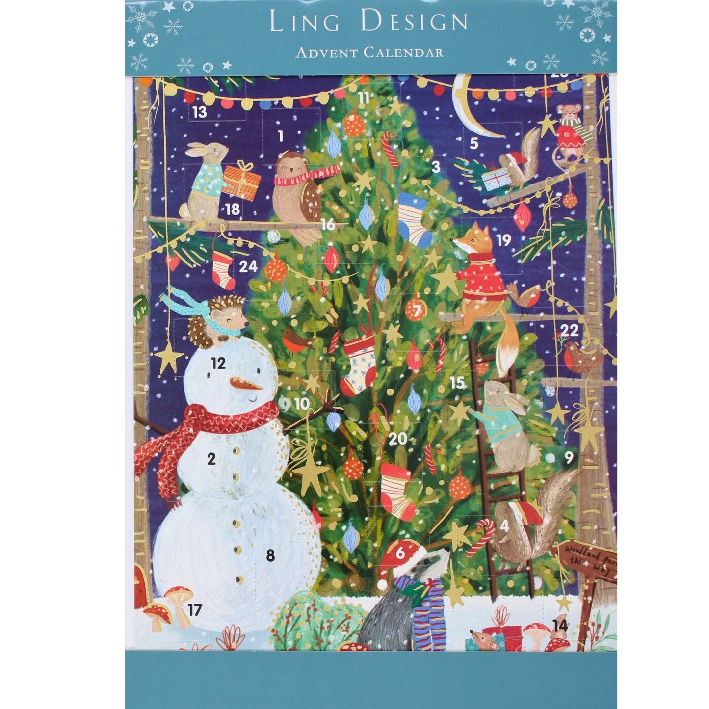 Traditional Picture Advent Calendar Cute Animals & Tree Christmas Countdown Gift