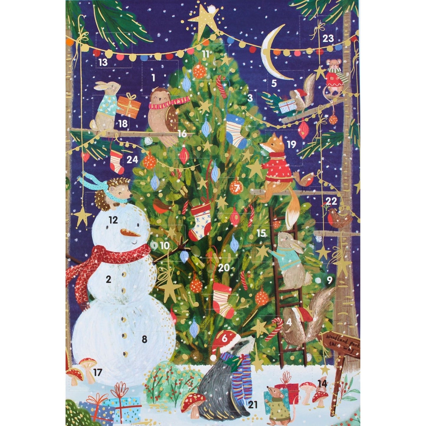 Traditional Picture Advent Calendar Cute Animals & Tree Christmas Countdown Gift