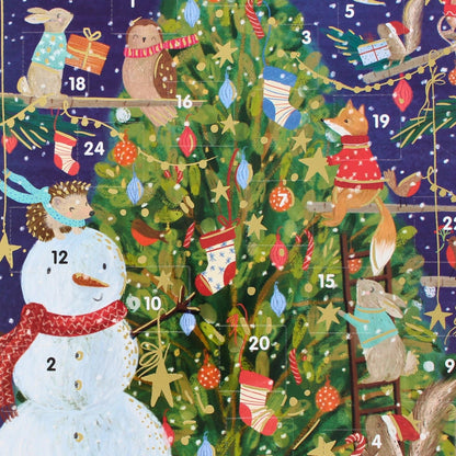 Traditional Picture Advent Calendar Cute Animals & Tree Christmas Countdown Gift