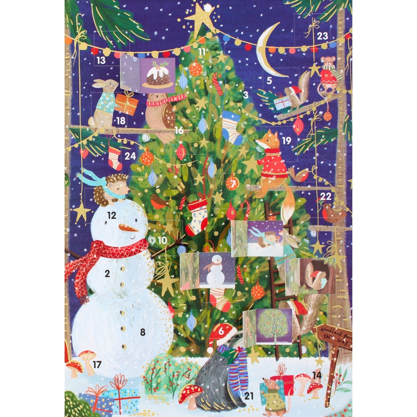 Traditional Picture Advent Calendar Cute Animals & Tree Christmas Countdown Gift