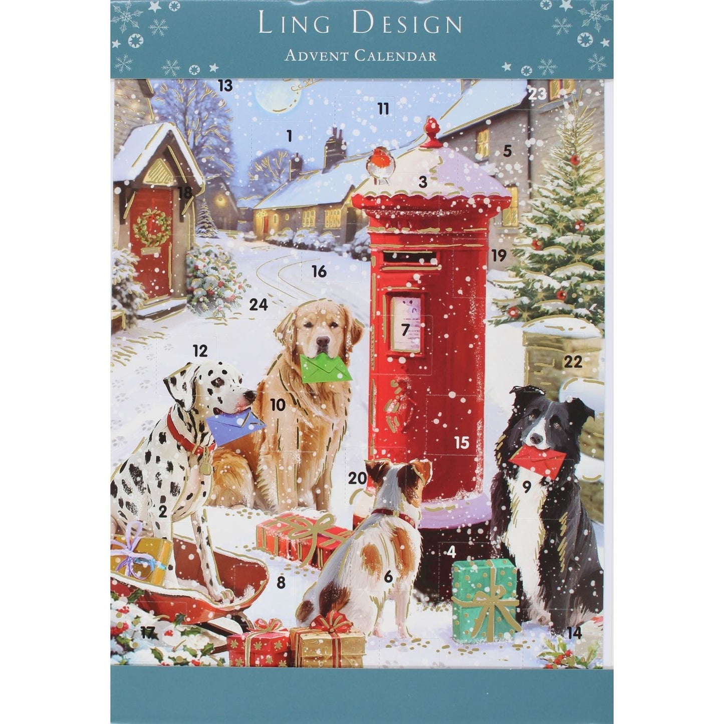 Traditional Picture Advent Calendar Dogs Posting  Cards Christmas Countdown Gift