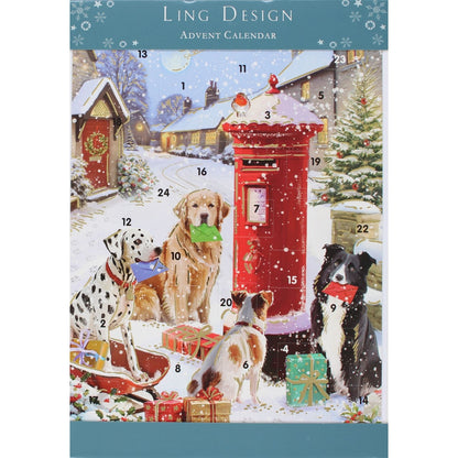 Traditional Picture Advent Calendar Dogs Posting  Cards Christmas Countdown Gift
