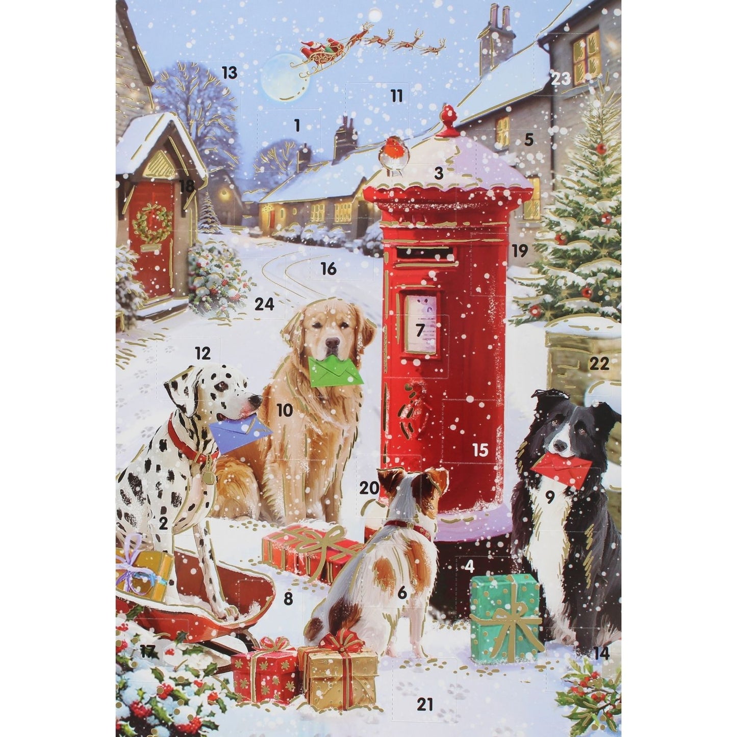 Traditional Picture Advent Calendar Dogs Posting  Cards Christmas Countdown Gift