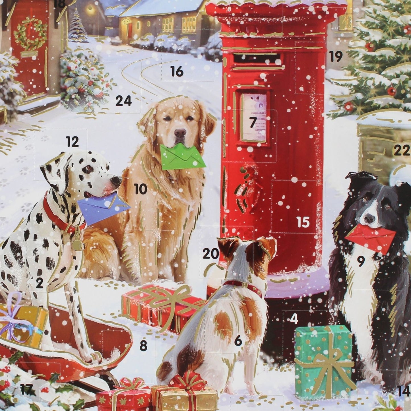Traditional Picture Advent Calendar Dogs Posting  Cards Christmas Countdown Gift