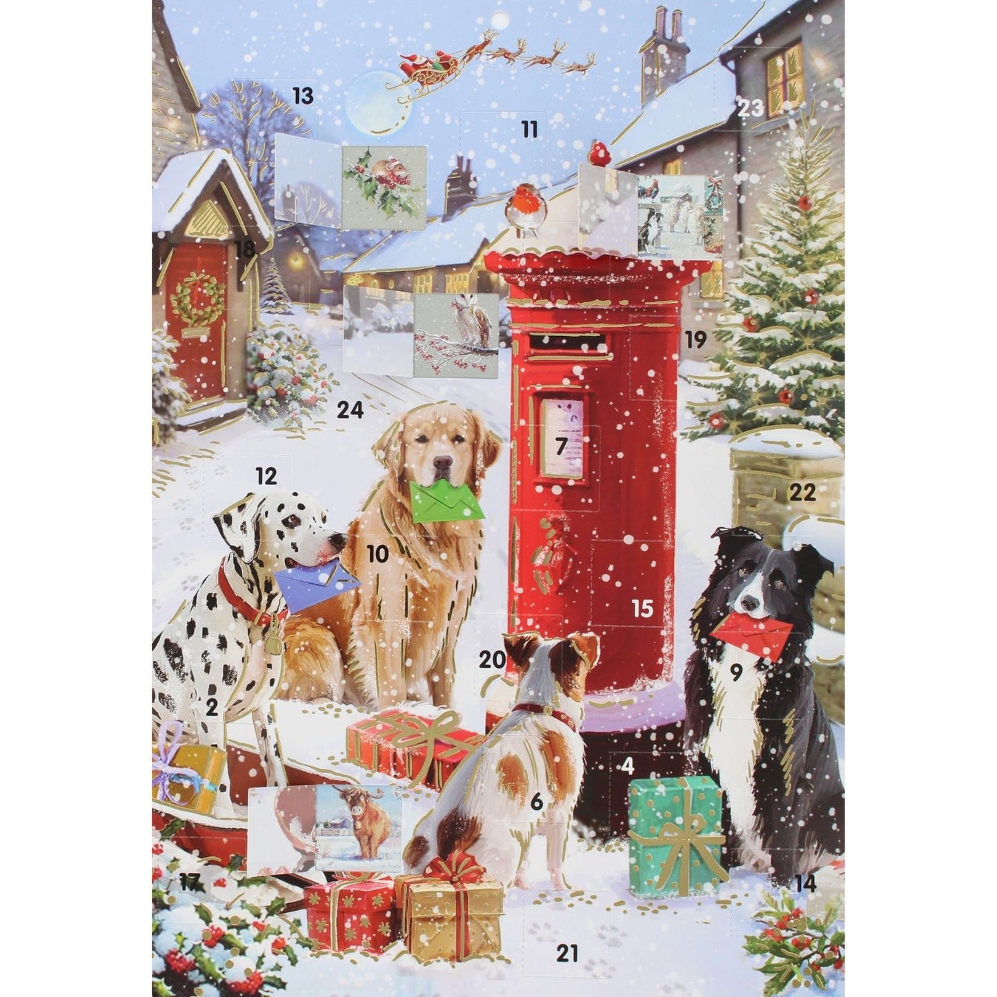 Traditional Picture Advent Calendar Dogs Posting  Cards Christmas Countdown Gift