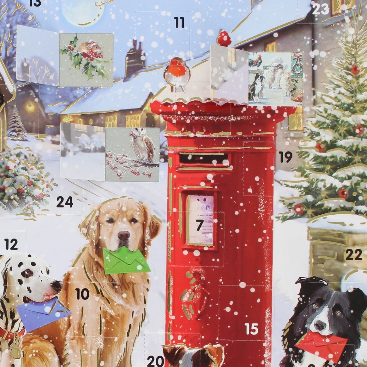 Traditional Picture Advent Calendar Dogs Posting  Cards Christmas Countdown Gift