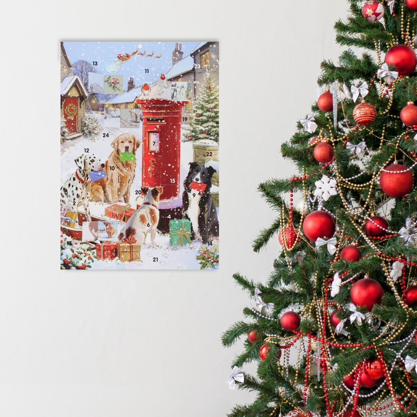 Traditional Picture Advent Calendar Dogs Posting  Cards Christmas Countdown Gift