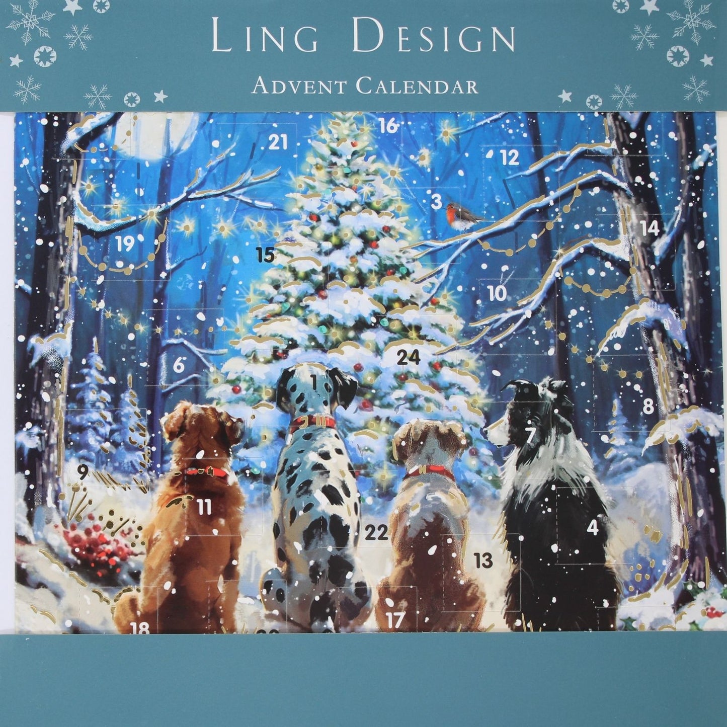 Traditional Picture Advent Calendar Dogs Waiting Santa Christmas Countdown Gift
