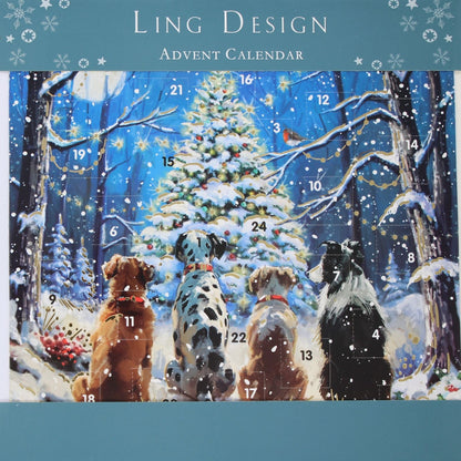 Traditional Picture Advent Calendar Dogs Waiting Santa Christmas Countdown Gift