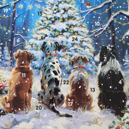 Traditional Picture Advent Calendar Dogs Waiting Santa Christmas Countdown Gift