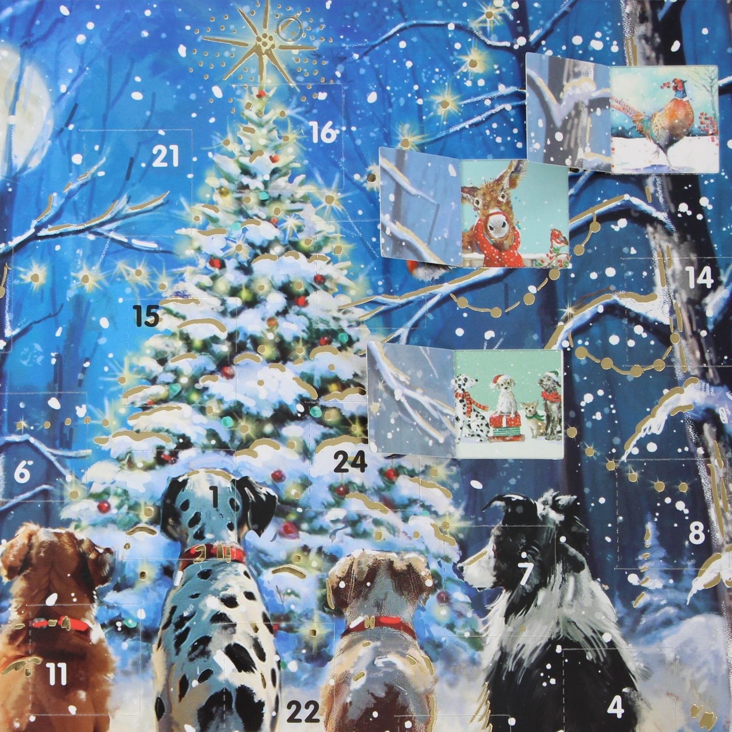 Traditional Picture Advent Calendar Dogs Waiting Santa Christmas Countdown Gift