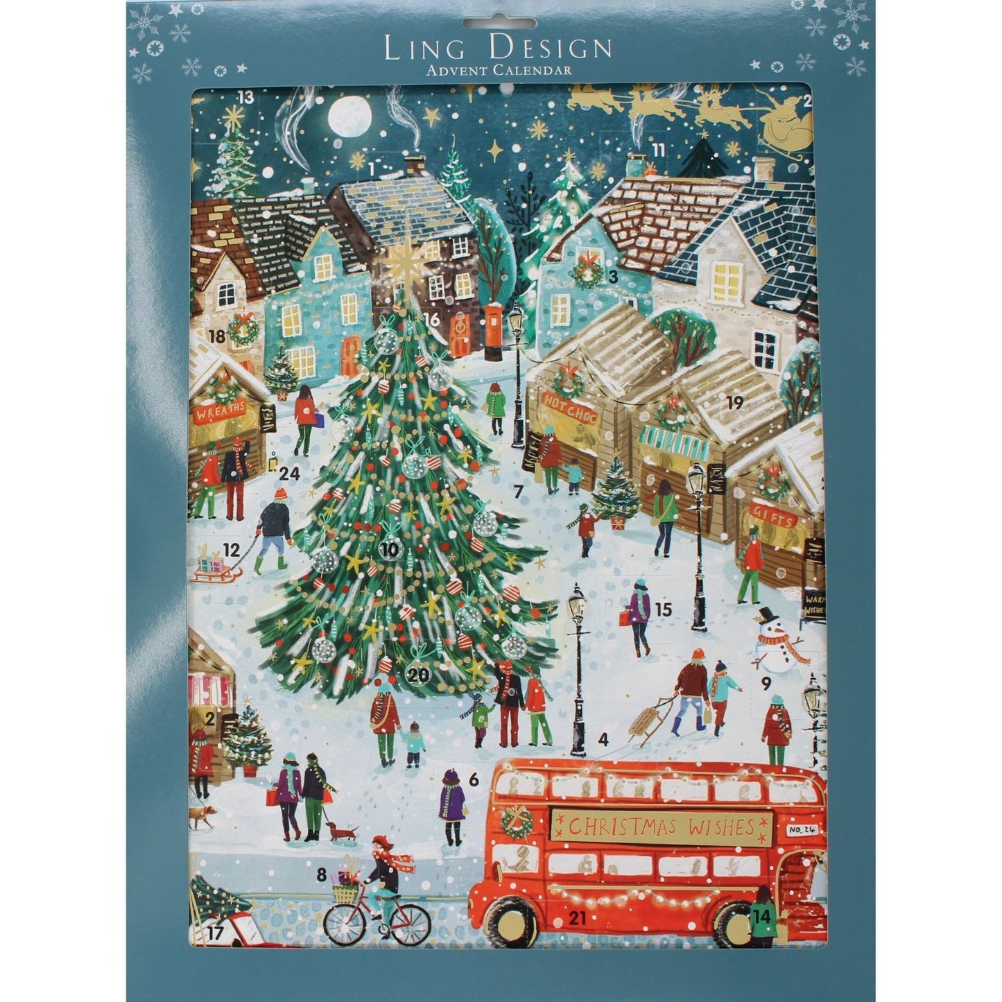 Large Traditional Picture Advent Calendar Xmas Market Christmas Countdown Gift