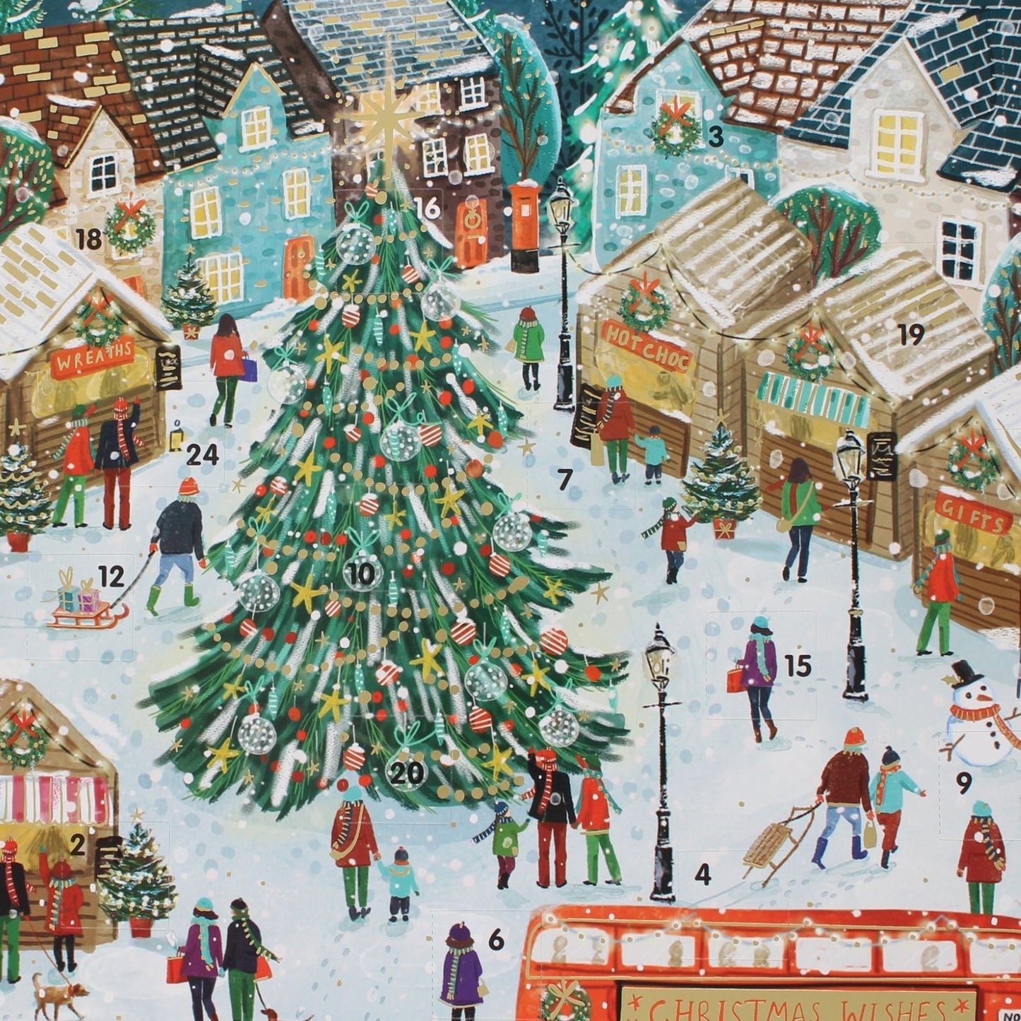 Large Traditional Picture Advent Calendar Xmas Market Christmas Countdown Gift