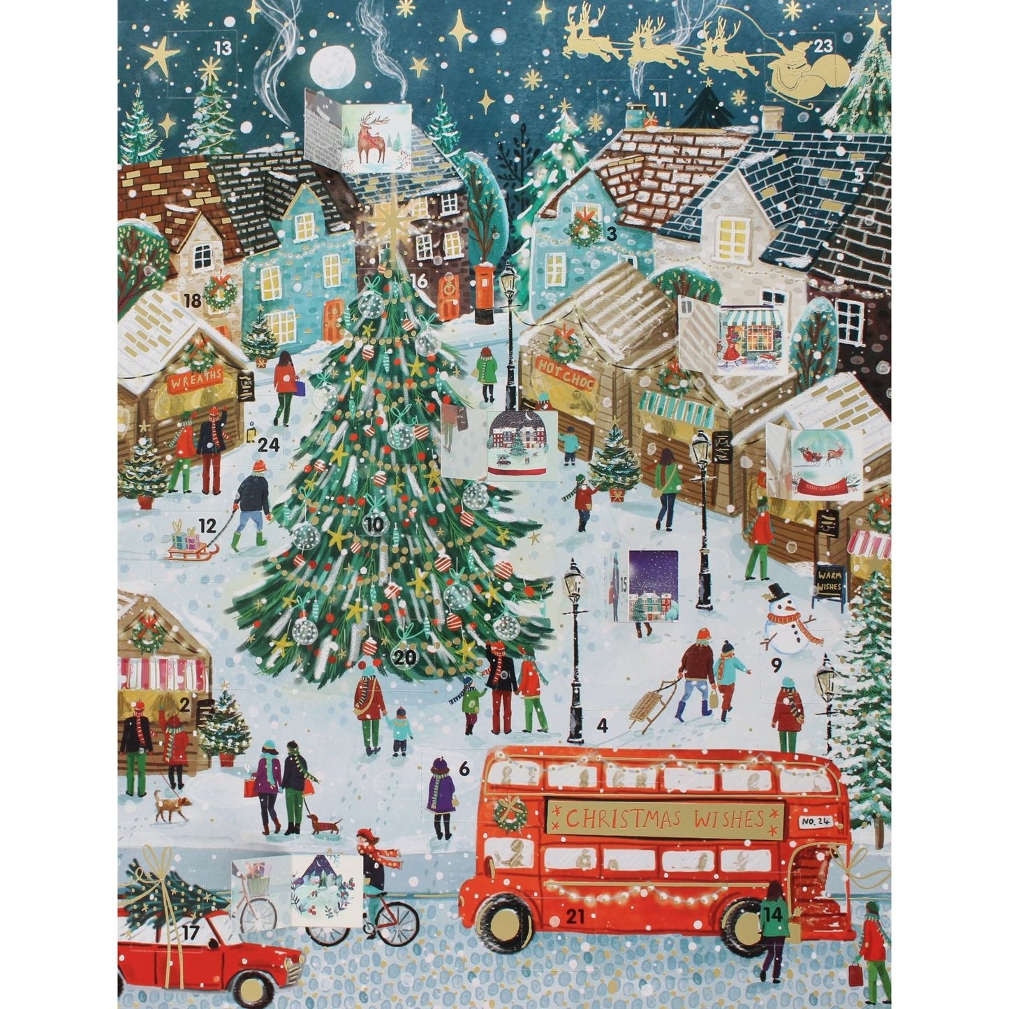 Large Traditional Picture Advent Calendar Xmas Market Christmas Countdown Gift