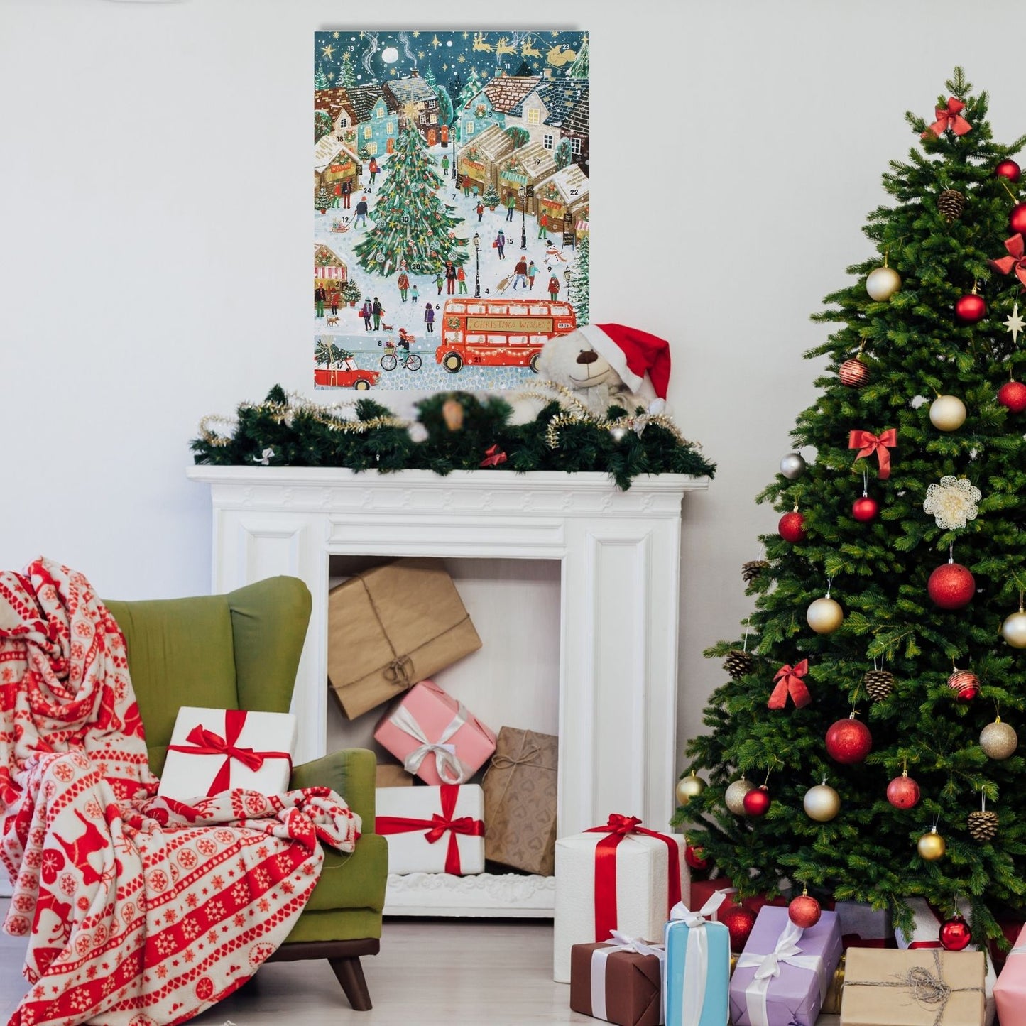 Large Traditional Picture Advent Calendar Xmas Market Christmas Countdown Gift