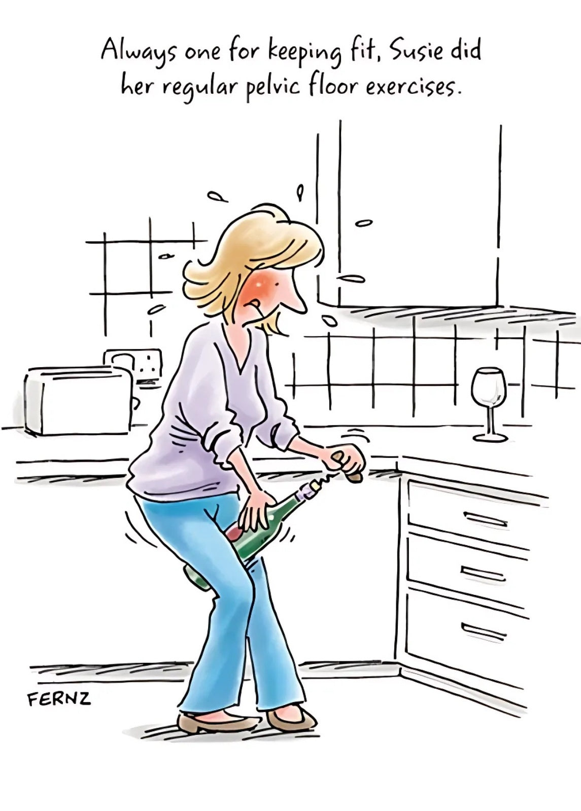 Susie Pelvic Floor Exercises Funny Birthday Greeting Card