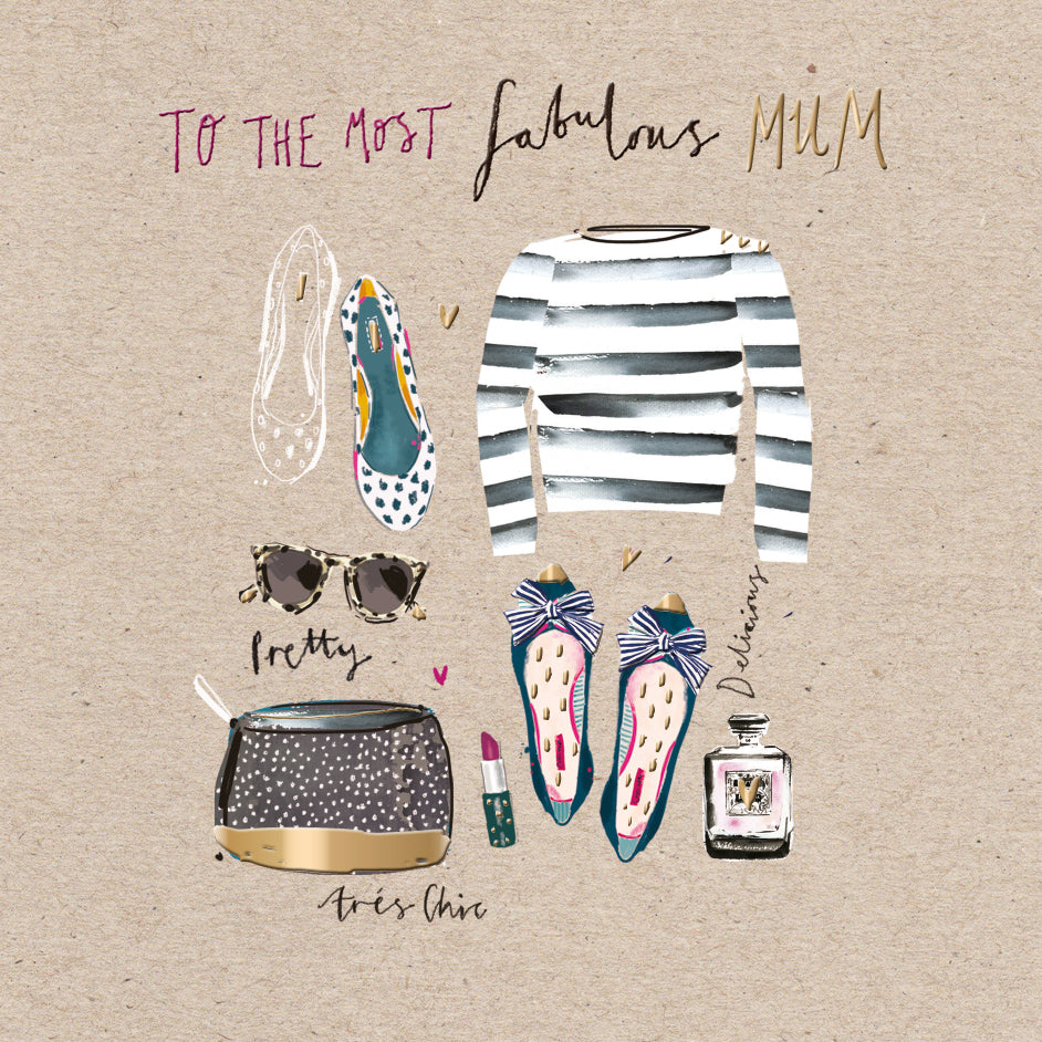 Most Fabulous Mum Pretty Tres Chic Foiled Mother's Day Card
