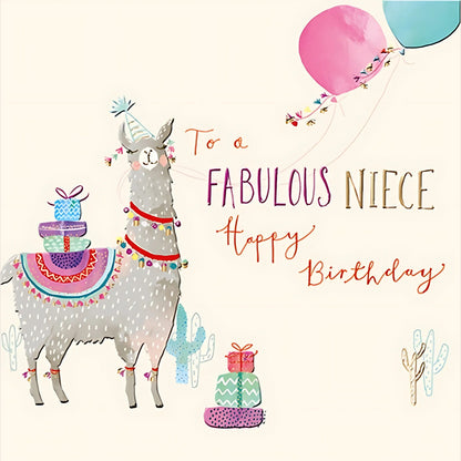 Niece Llama Birthday Greeting Card By The Curious Inksmith