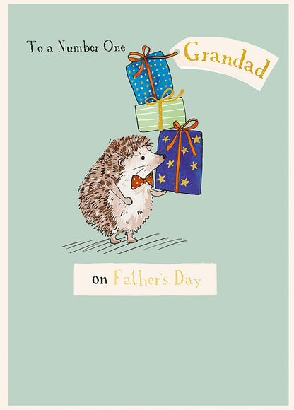 A Number One Grandad Sending Hedgehugs Father's Day Card Cute Greeting Card
