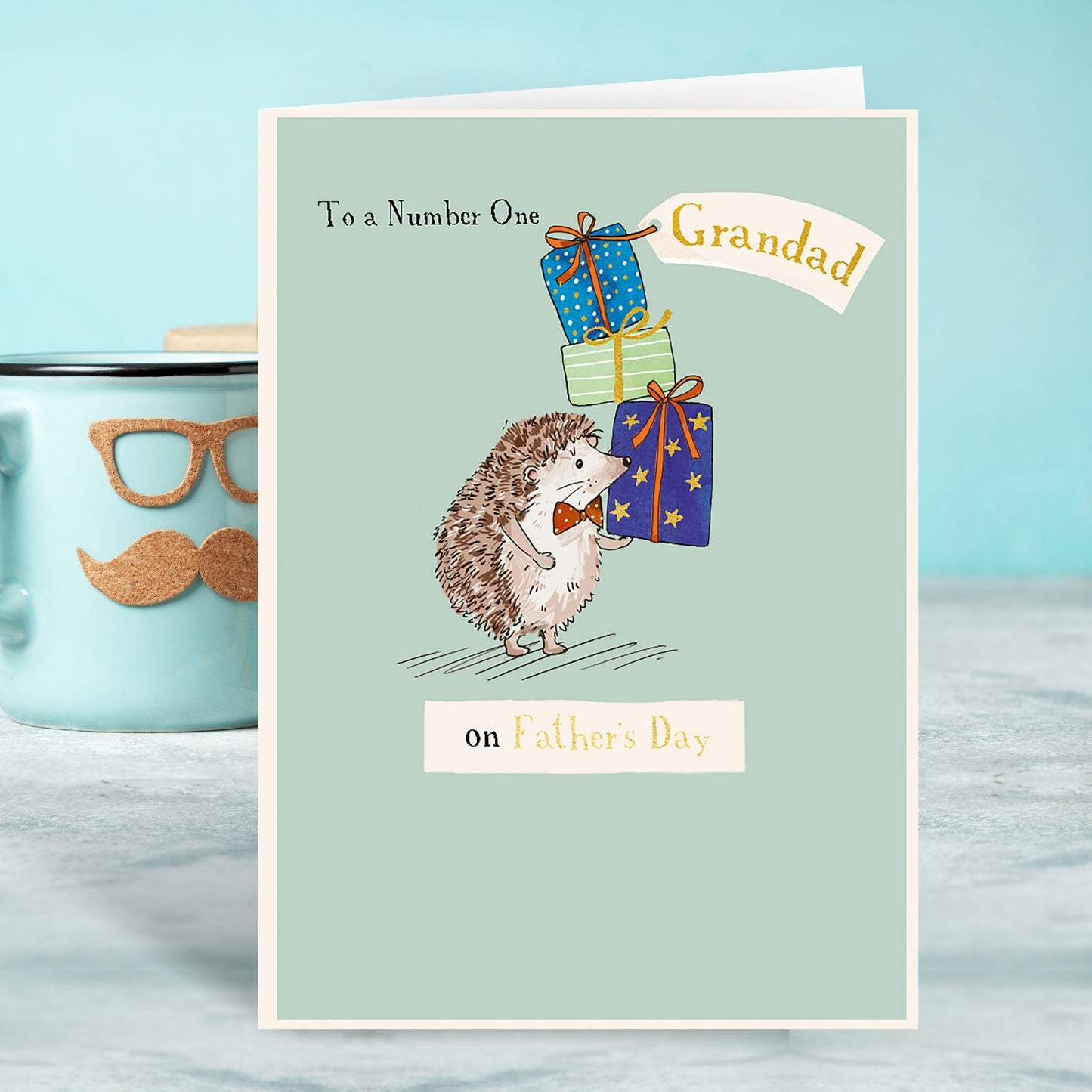 A Number One Grandad Sending Hedgehugs Father's Day Card Cute Greeting Card
