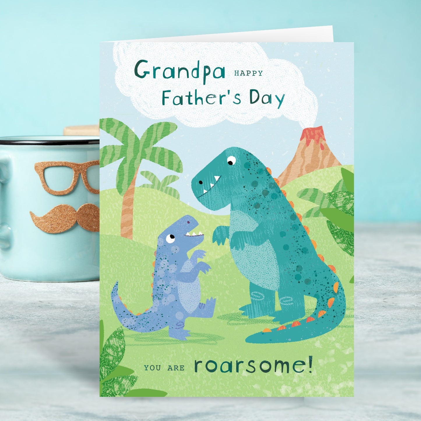 Grandpa Happy Father's Day Roar-Some Grandpa Father's Day Cute Greeting Card