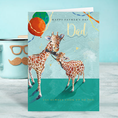 I'll Always Look Up To You Giraffe Father's Day Card Hand-Finished Greeting Card