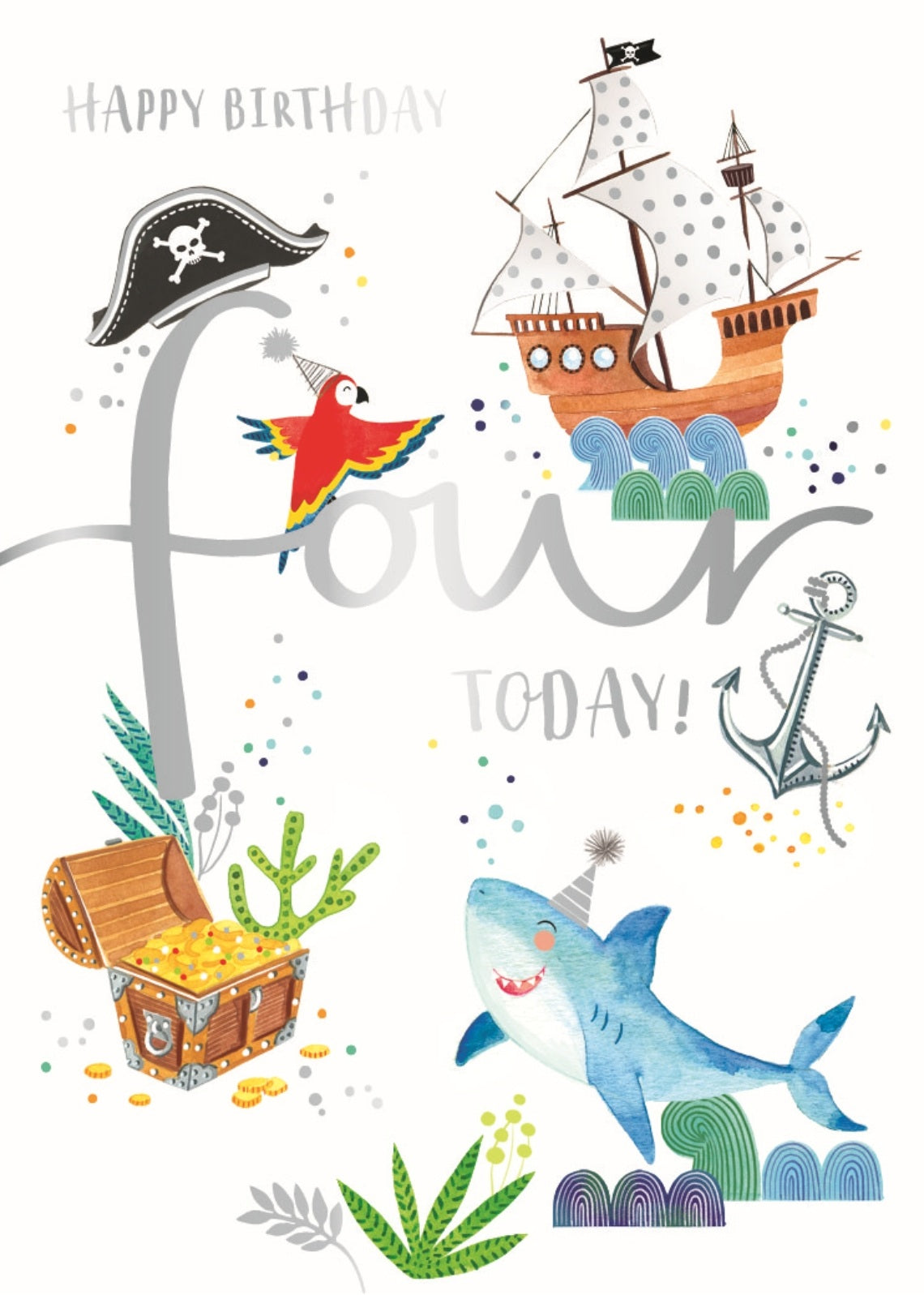 Pirate Party 4th Birthday Greeting Card