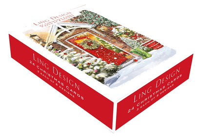 Box Of 24 Assorted Christmas Cards At Home Winter Wonderland Xmas Card Boxes