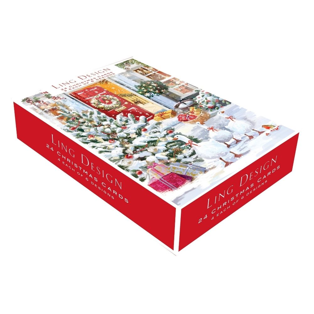 Box of 24 Christmas Cards Snow Themed Xmas Cards In 6 Designs