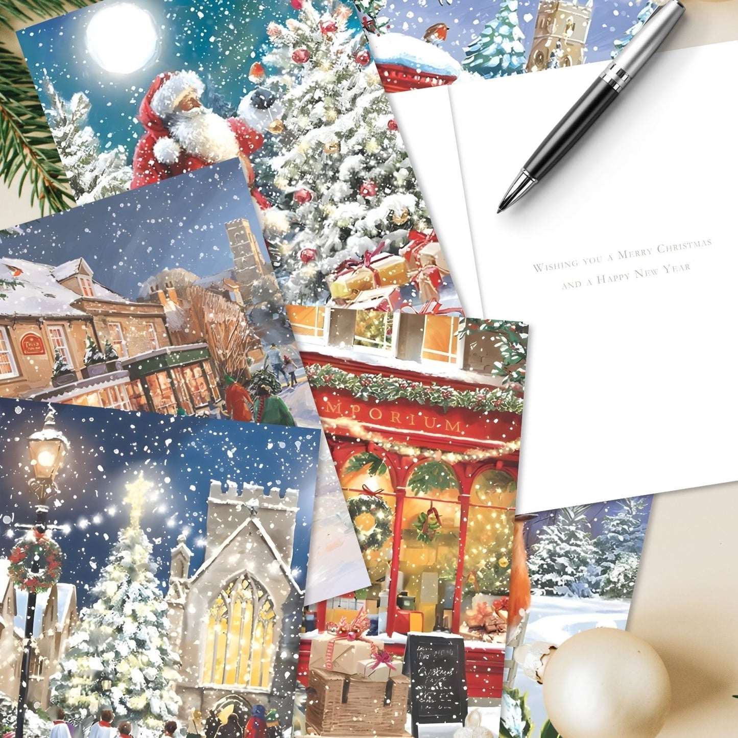 Box of 24 Christmas Cards Festive Celebration Xmas Cards In 6 Designs