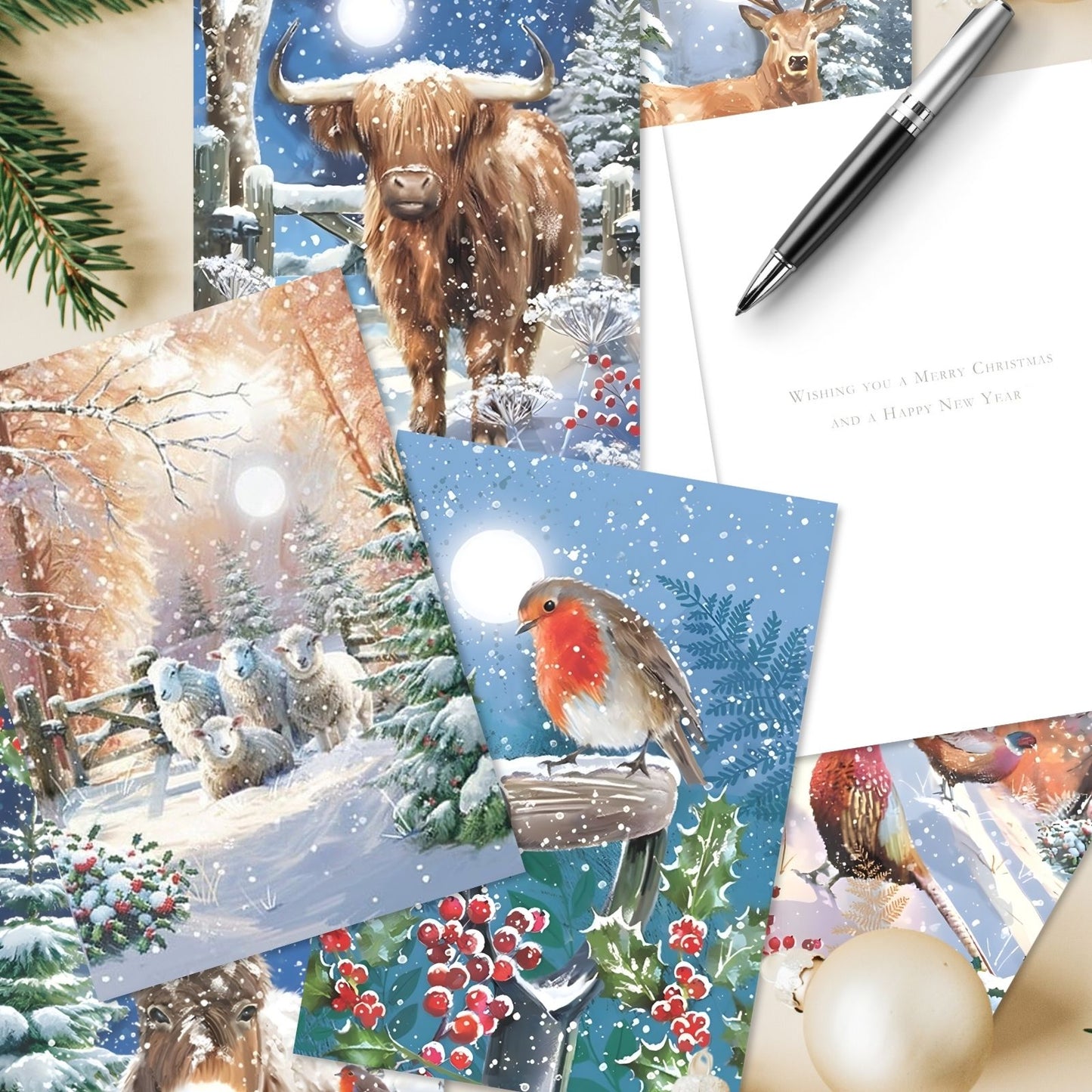 Box of 24 Christmas Cards Magical Winter Wildlife Xmas Cards In 6 Designs