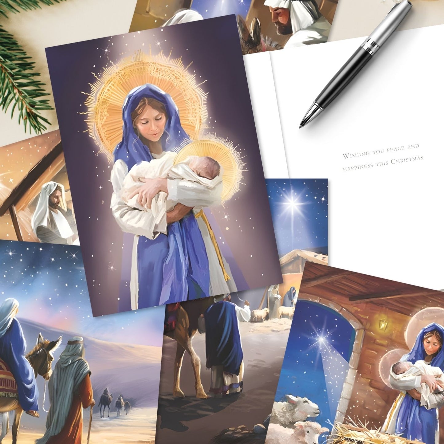 Box of 24 Christmas Cards Religious Themed Joyful Xmas Cards In 6 Designs