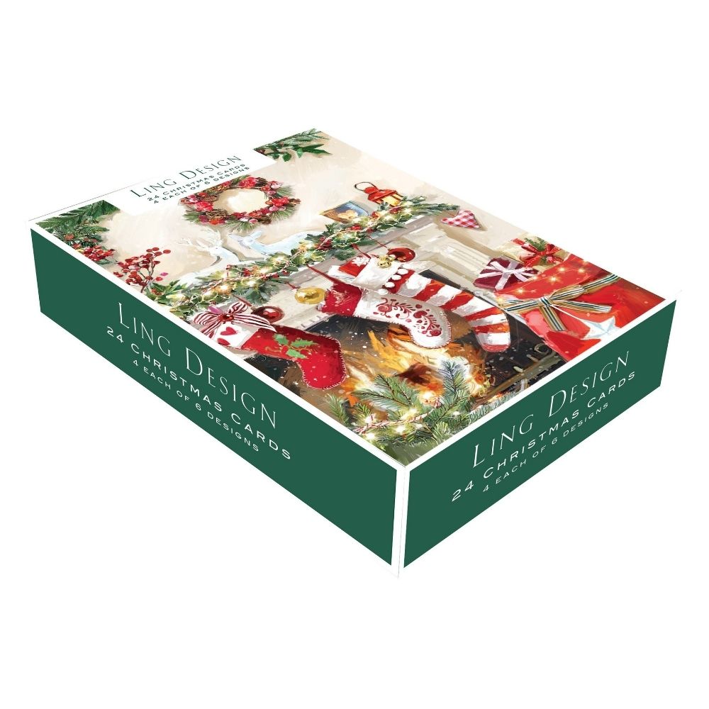 Box of 24 Christmas Cards Festive Cosy Home Xmas Cards In 6 Designs