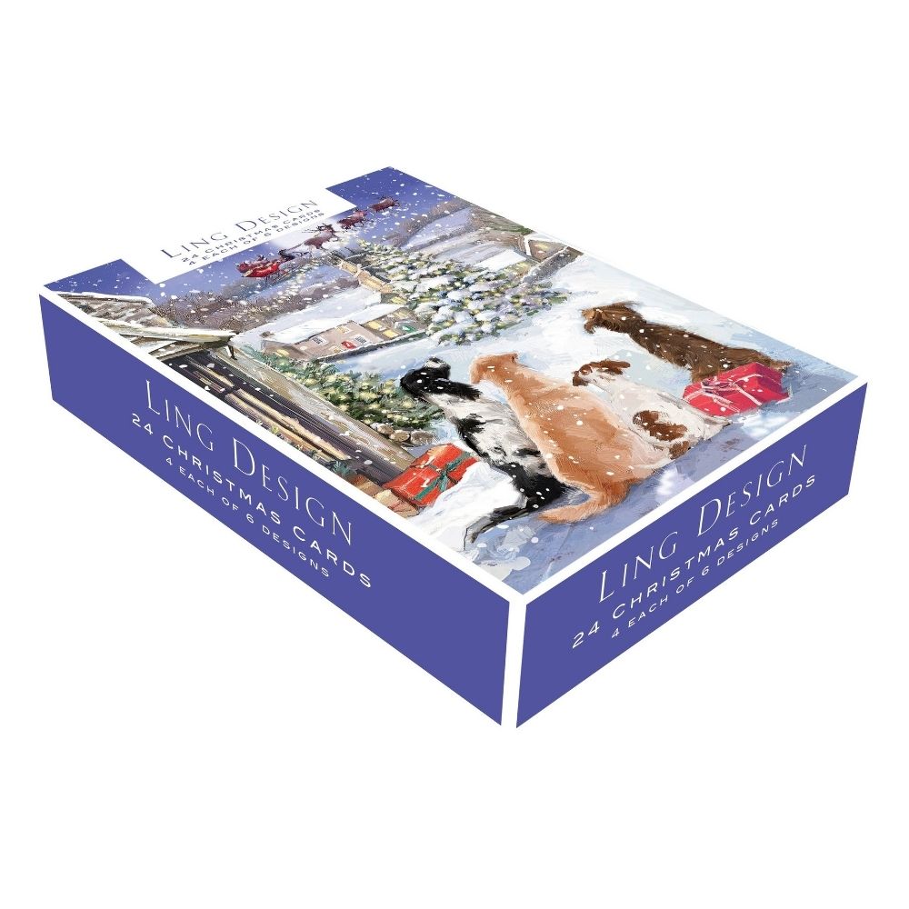 Box of 24 Christmas Cards Snowy Winter Wonderland Xmas Cards In 6 Designs