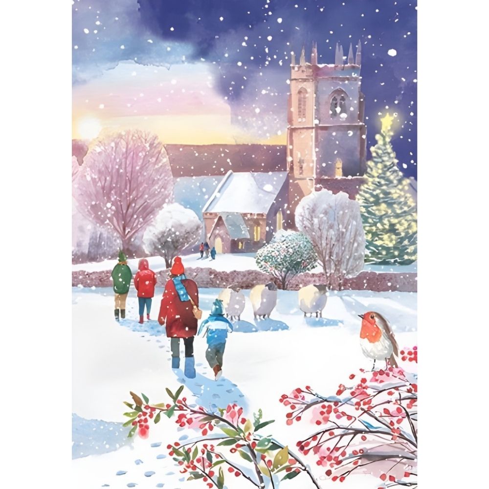 Box of 24 Christmas Cards Snowy Winter Wonderland Xmas Cards In 6 Designs