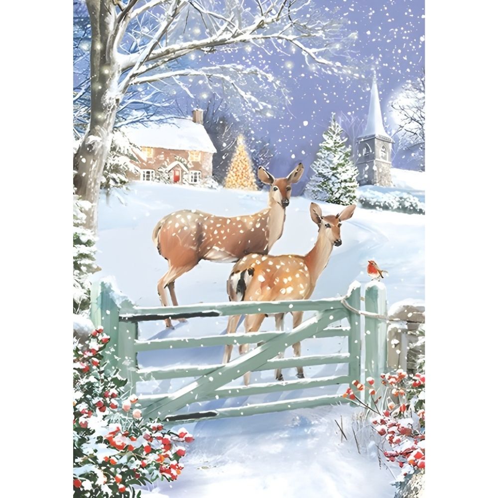 Box of 24 Christmas Cards Snowy Winter Wonderland Xmas Cards In 6 Designs