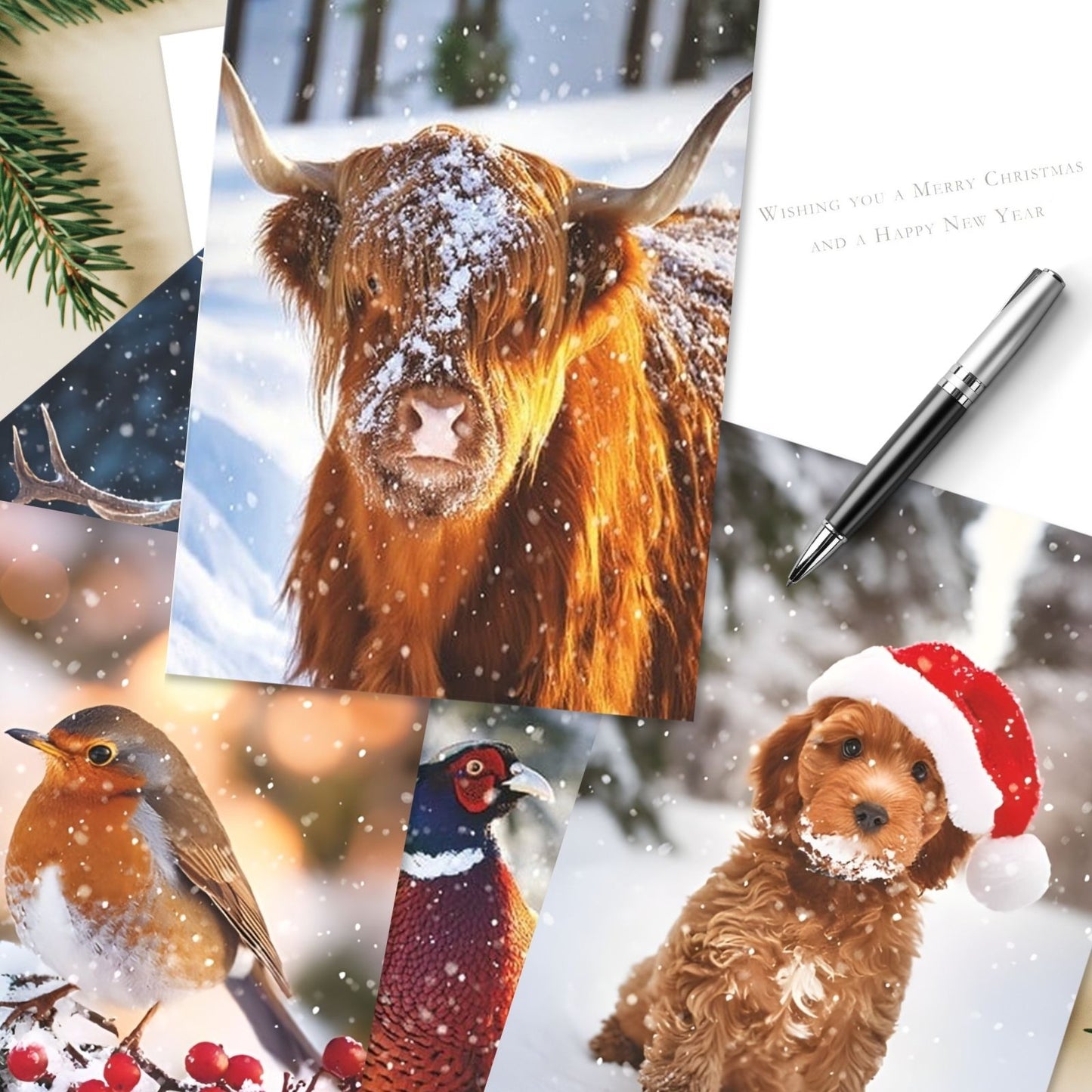 Box of 24 Christmas Cards Festive Animal Friends Xmas Cards In 6 Designs