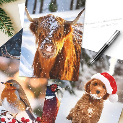 Box of 24 Christmas Cards Festive Animal Friends Xmas Cards In 6 Designs