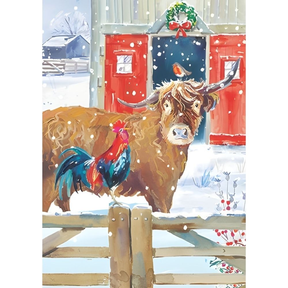 Box of 24 Christmas Cards Farmyard Fun Farm Animals Xmas Cards In 6 Designs