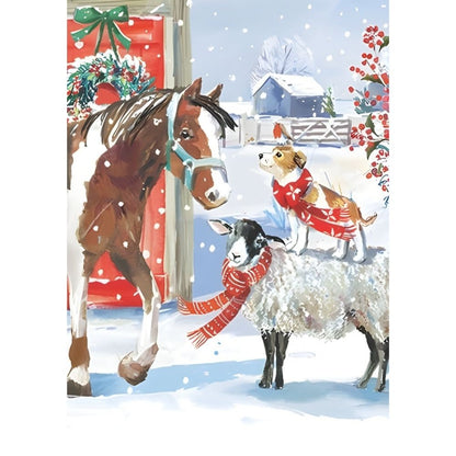 Box of 24 Christmas Cards Farmyard Fun Farm Animals Xmas Cards In 6 Designs